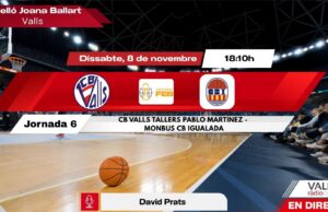 DIRECTE. Dissabte 18h. CB Valls – Monbus CB Igualada