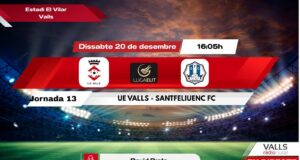 DIRECTE. Dissabte 16.00h. UE Valls – Santfeliuenc